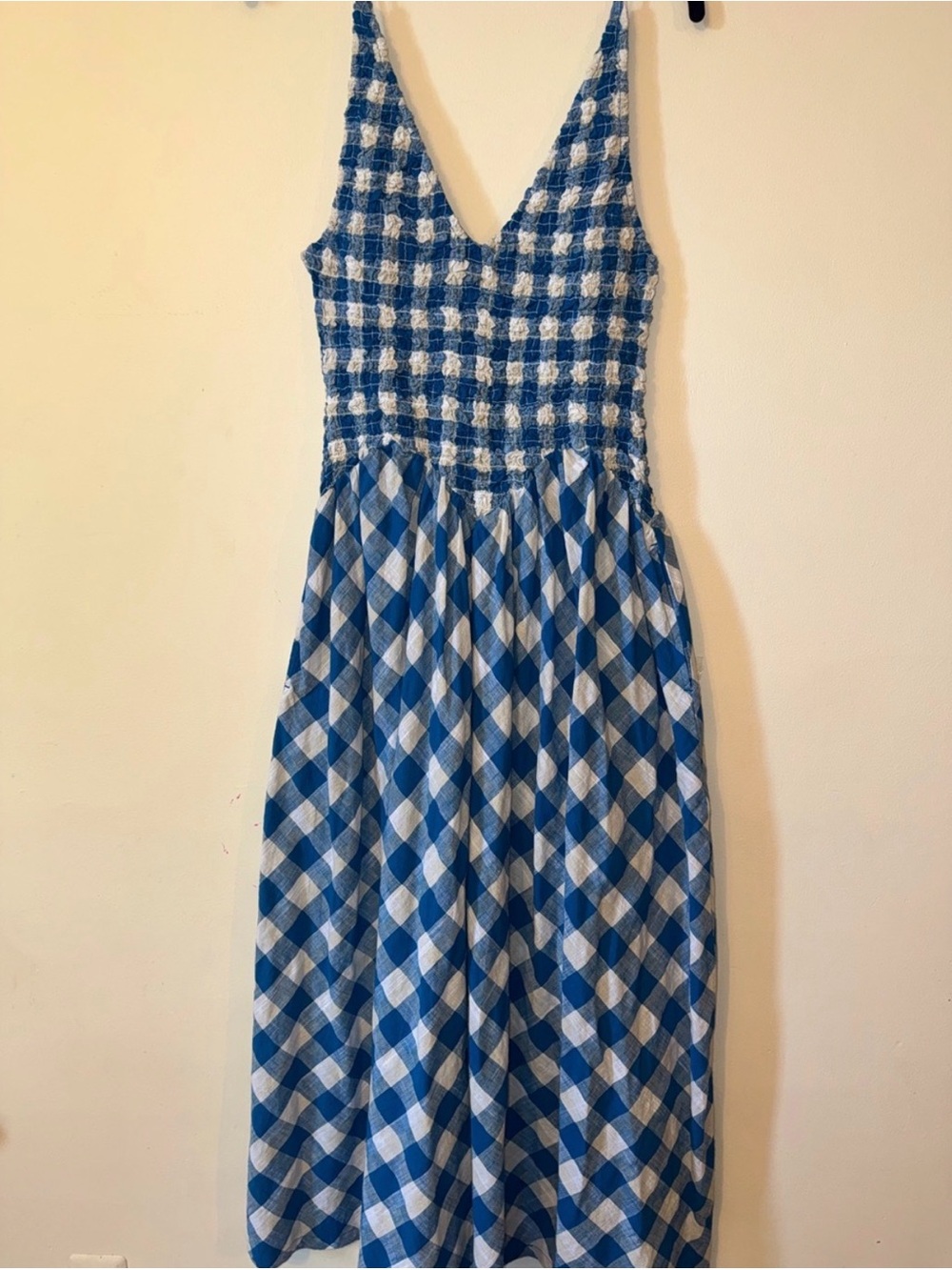 Free People Vera Free-est Smocked Check Summer Midi Dress Small